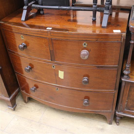 A Victorian mahogany bowfront chest W.91cm